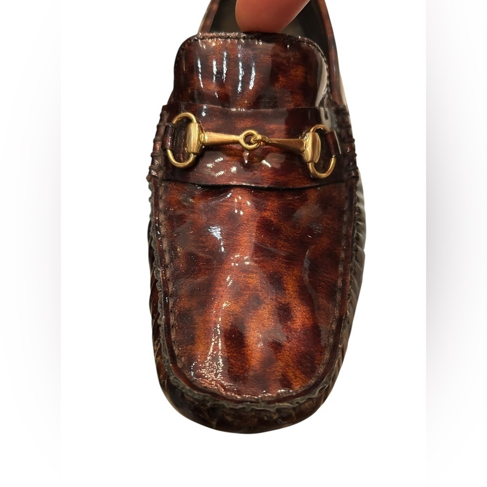 Cole Haan Tortoiseshell Patent Leather Driving Loafers with Horse Bit Hardware - Picture 7 of 14